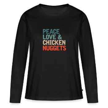Poulet Volaille Poulet Nuggets Cadeau - T-shirt manches longues Premium bio Femme - noir - Devant - Julia (174cm)