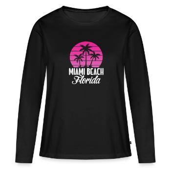 Miami - T-shirt manches longues Premium bio Femme - noir - Devant - Julia (174cm)
