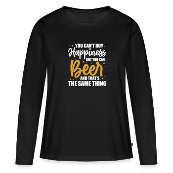 Bière - T-shirt manches longues Premium bio Femme - noir - Devant - Julia (174cm)