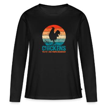 Chicken - Women's Premium Organic Long Sleeve Shirt - black - Front - Julia (174cm)