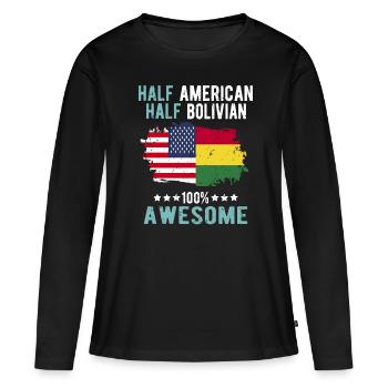 Moitié américain moitié bolivien - T-shirt manches longues Premium bio Femme - noir - Devant - Julia (174cm)
