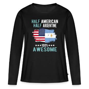 Moitié américain moitié argentin - T-shirt manches longues Premium bio Femme - noir - Devant - Julia (174cm)