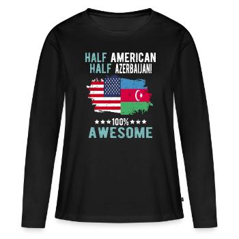 Moitié américain moitié azerbaïdjanais - T-shirt manches longues Premium bio Femme - noir - Devant - Julia (174cm)