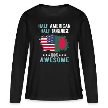 Moitié américain moitié bangladais - T-shirt manches longues Premium bio Femme - noir - Devant - Julia (174cm)