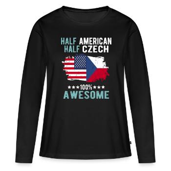 Moitié américain moitié tchèque - T-shirt manches longues Premium bio Femme - noir - Devant - Julia (174cm)
