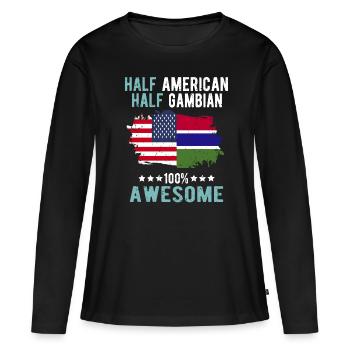 Moitié américain moitié gambien - T-shirt manches longues Premium bio Femme - noir - Devant - Julia (174cm)