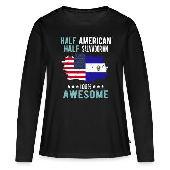 Moitié américain moitié salvadorien - T-shirt manches longues Premium bio Femme - noir - Devant - Julia (174cm)