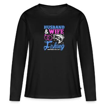 Angler Ehe - Frauen Premium Bio Langarmshirt - Schwarz - Vorne - Julia (174cm)
