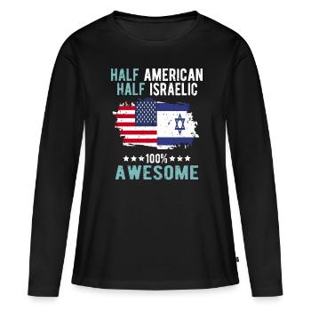 Moitié américain Moitié Isreali - T-shirt manches longues Premium bio Femme - noir - Devant - Julia (174cm)