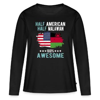 Moitié américain moitié Malawi - T-shirt manches longues Premium bio Femme - noir - Devant - Julia (174cm)