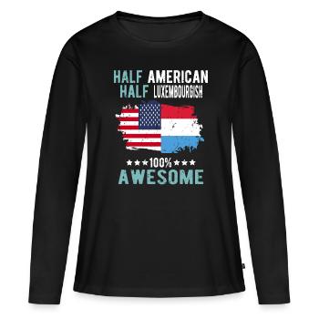 Moitié Américain Moitié Luxembourgeois - T-shirt manches longues Premium bio Femme - noir - Devant - Julia (174cm)