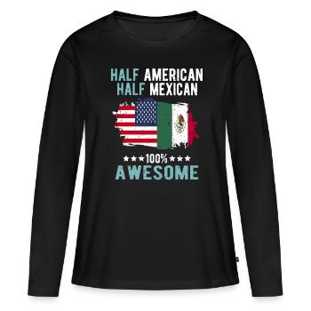 Moitié américain moitié mexicain - T-shirt manches longues Premium bio Femme - noir - Devant - Julia (174cm)