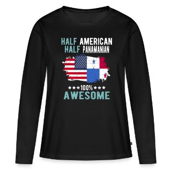 Moitié américain moitié panaméen - T-shirt manches longues Premium bio Femme - noir - Devant - Julia (174cm)