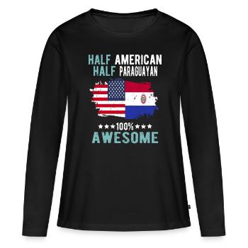 Moitié américain moitié paraguayen - T-shirt manches longues Premium bio Femme - noir - Devant - Julia (174cm)