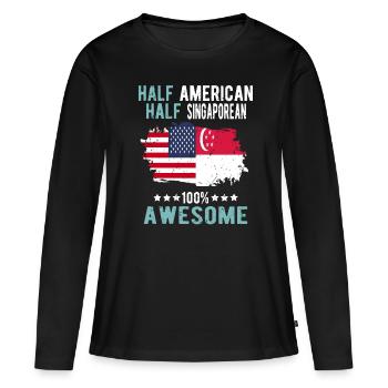 Moitié américain moitié singapourien - T-shirt manches longues Premium bio Femme - noir - Devant - Julia (174cm)