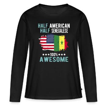 Moitié américain moitié sénégalais - T-shirt manches longues Premium bio Femme - noir - Devant - Julia (174cm)