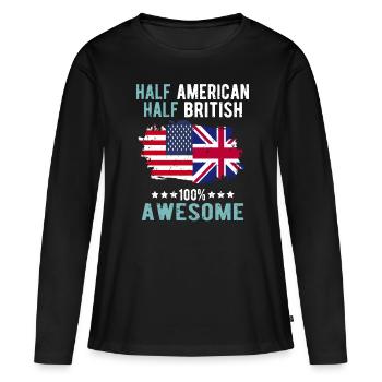 Moitié américain moitié britannique - T-shirt manches longues Premium bio Femme - noir - Devant - Julia (174cm)