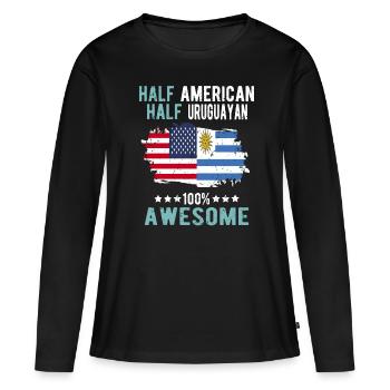 Moitié américain moitié uruguayen - T-shirt manches longues Premium bio Femme - noir - Devant - Julia (174cm)