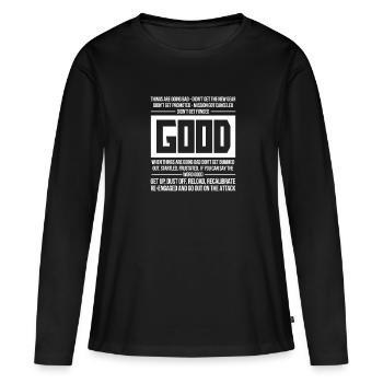 Motivation - T-shirt manches longues Premium bio Femme - noir - Devant - Julia (174cm)