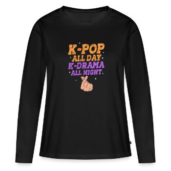 K-Pop Musique Coréenne Pop Corée Kpop Cadeau - T-shirt manches longues Premium bio Femme - noir - Devant - Julia (174cm)