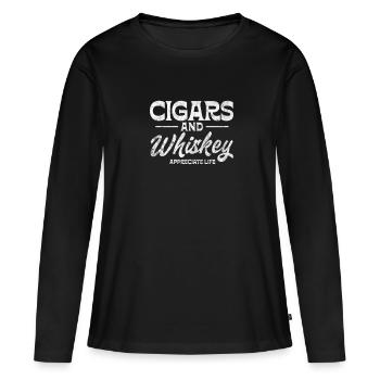 Whisky de cigare - T-shirt manches longues Premium bio Femme - noir - Devant - Julia (174cm)
