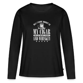 Cigare Whisky Fumer Fumer Cigare Cadeau - T-shirt manches longues Premium bio Femme - noir - Devant - Julia (174cm)