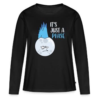 Es ist nur eine Phase Lustiger Vollmond Wortspiel Mondzyklus - Frauen Premium Bio Langarmshirt - Schwarz - Vorne - Julia (174cm)