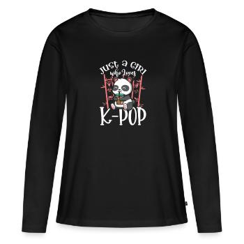 K-Pop - T-shirt manches longues Premium bio Femme - noir - Devant - Julia (174cm)