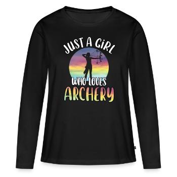 Just A Girl Who Loves Archery Cute Archery Lover - Women's Premium Organic Long Sleeve Shirt - black - Front - Julia (174cm)