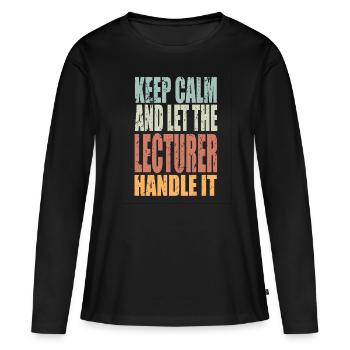 Keep Calm Éditeur Disant Éditeur Cadeau - T-shirt manches longues Premium bio Femme - noir - Devant - Julia (174cm)