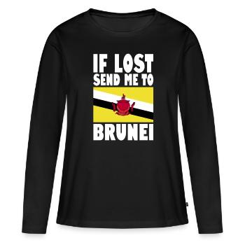 Drapeau du Brunei - T-shirt manches longues Premium bio Femme - noir - Devant - Julia (174cm)