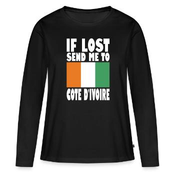 Cote Dívoire Drapeau Disant - T-shirt manches longues Premium bio Femme - noir - Devant - Julia (174cm)