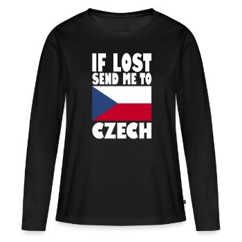 Drapeau de la République tchèque - T-shirt manches longues Premium bio Femme - noir - Devant - Julia (174cm)