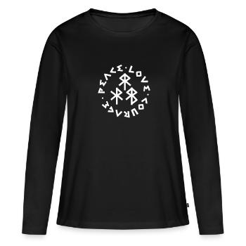 Wikinger Viking Vikings Odin Walhalla Geschenk - Frauen Premium Bio Langarmshirt - Schwarz - Vorne - Julia (174cm)