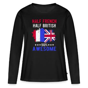 Moitié Français moitié britannique - T-shirt manches longues Premium bio Femme - noir - Devant - Julia (174cm)