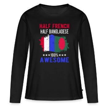 Moitié Français moitié bangladais - T-shirt manches longues Premium bio Femme - noir - Devant - Julia (174cm)