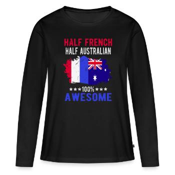 Moitié Français moitié australien - T-shirt manches longues Premium bio Femme - noir - Devant - Julia (174cm)