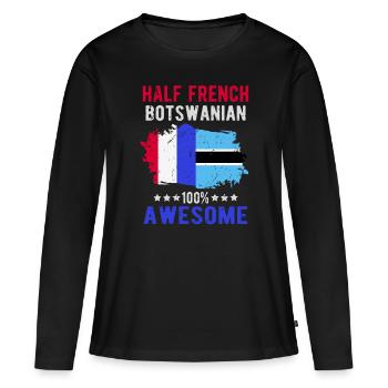 Moitié Français moitié Batswana - T-shirt manches longues Premium bio Femme - noir - Devant - Julia (174cm)