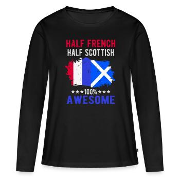Moitié Français Moitié Ecossais - T-shirt manches longues Premium bio Femme - noir - Devant - Julia (174cm)