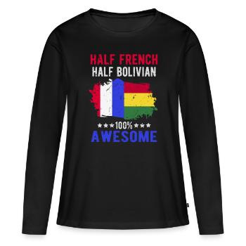 Moitié Français moitié bolivien - T-shirt manches longues Premium bio Femme - noir - Devant - Julia (174cm)