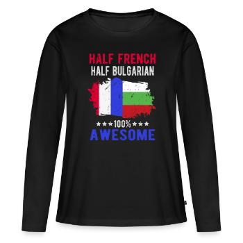Moitié Français moitié bulgare - T-shirt manches longues Premium bio Femme - noir - Devant - Julia (174cm)