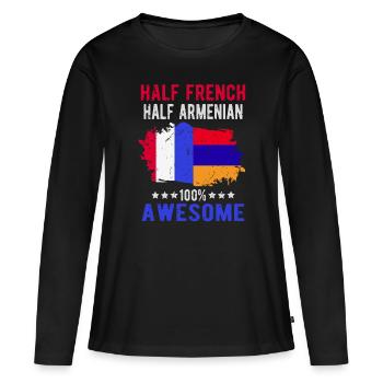 Moitié Français moitié arménien - T-shirt manches longues Premium bio Femme - noir - Devant - Julia (174cm)