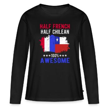 Moitié Français moitié chilien - T-shirt manches longues Premium bio Femme - noir - Devant - Julia (174cm)