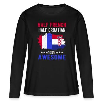 Moitié Français moitié croate - T-shirt manches longues Premium bio Femme - noir - Devant - Julia (174cm)