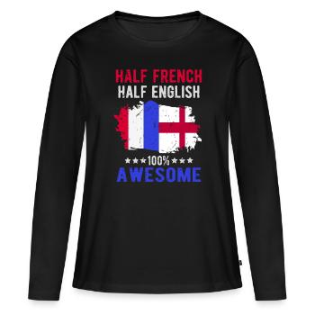 Moitié Français moitié anglais - T-shirt manches longues Premium bio Femme - noir - Devant - Julia (174cm)