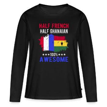 Moitié Français moitié Ghanese - T-shirt manches longues Premium bio Femme - noir - Devant - Julia (174cm)