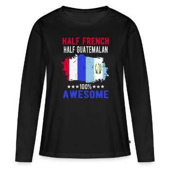 Moitié Français moitié guatémaltèque - T-shirt manches longues Premium bio Femme - noir - Devant - Julia (174cm)