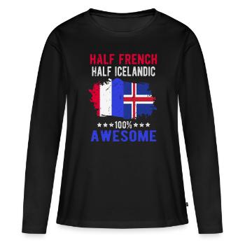 Moitié Français moitié islandais - T-shirt manches longues Premium bio Femme - noir - Devant - Julia (174cm)