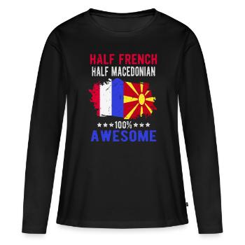 Moitié Français moitié macédonien - T-shirt manches longues Premium bio Femme - noir - Devant - Julia (174cm)