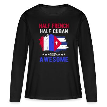 Moitié Français moitié cubain - T-shirt manches longues Premium bio Femme - noir - Devant - Julia (174cm)